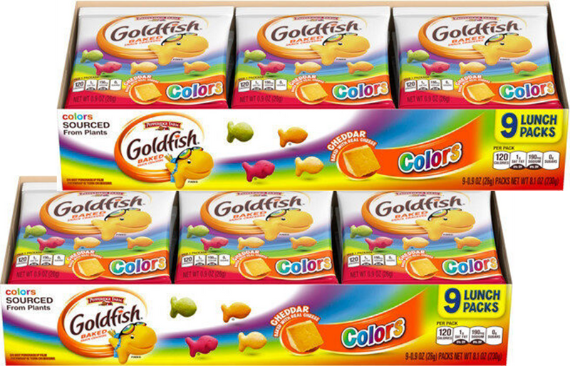 Pepperidge Farm Goldfish, Colors Cheddar Crackers, 2-Pack 9 Count Lunch Packs