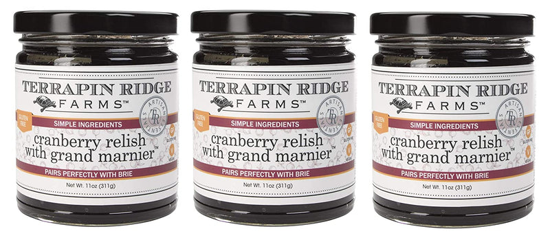 Terrapin Ridge Farms Cranberry Relish with Grand Marnier (tm), 3-Pack 11 oz Jars