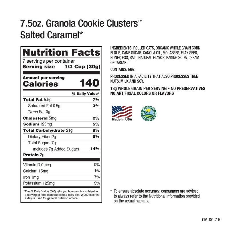 Crazy Monkey Baking Granola Cookie Clusters, 3-Pack 7.5 Ounce Resealable Bags (Salted Caramel)