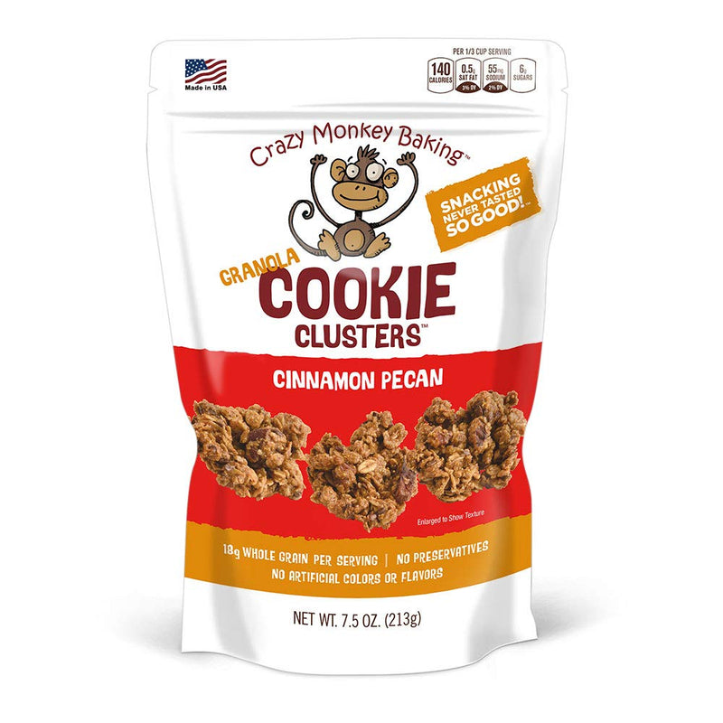 Crazy Monkey Baking Granola Cookie Clusters, 3-Pack 7.5 Ounce Resealable Bags (Cinnamon Pecan)