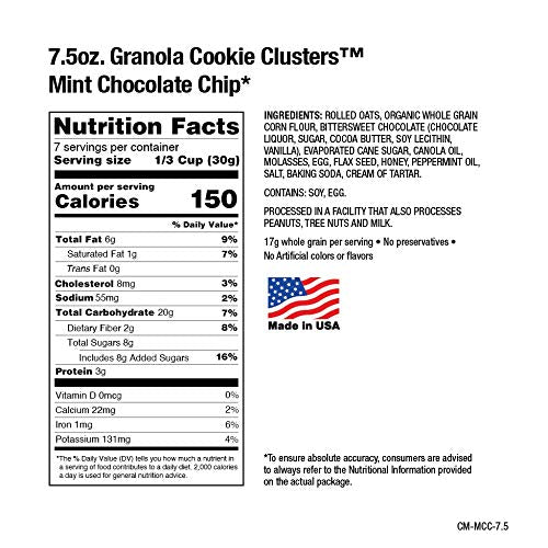 Crazy Monkey Baking Granola Cookie Clusters, 3-Pack 7.5 Ounce Resealable Bags (Mint Chocolate Chip)