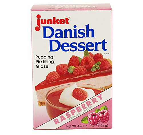 Junket Raspberry Danish Dessert Mix for Pudding, Pie Filling or Glazes- Two 4.75 oz. Boxes