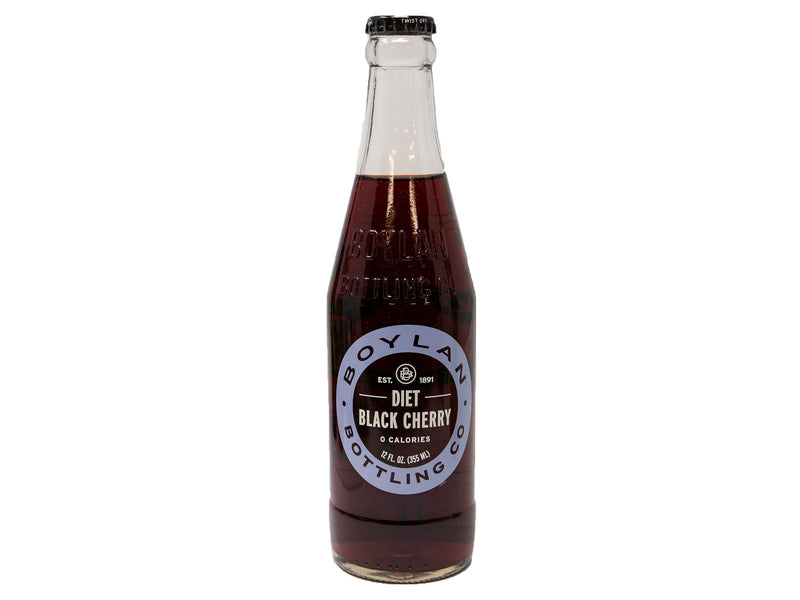 Boylan Bottling Co. Cane Sugar Soda, Diet Black Cherry Soda, 24-Pack Case 12 fl. oz. Bottles