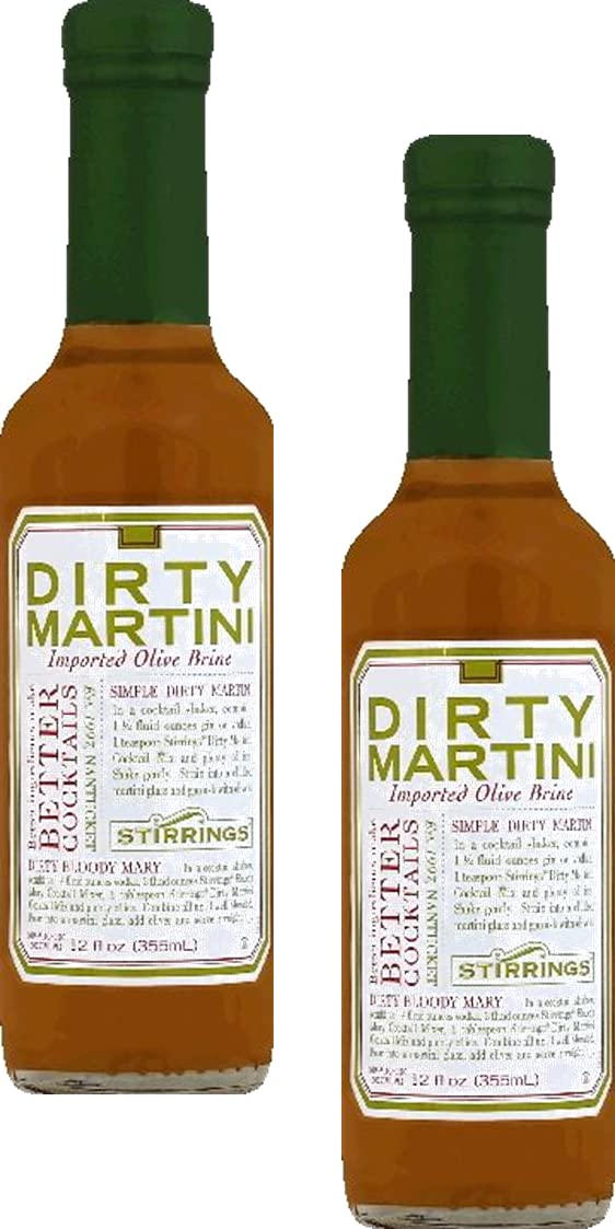 Stirrings Non-Alcoholic Dirty Martini Cocktail Mixer, 2-Pack 12 Ounce (355ml) Bottles