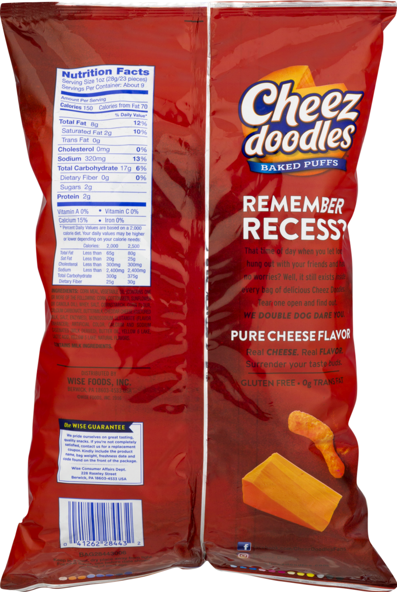 Wise Foods Cheddar Cheese Doodles Baked Puffs, 3-Pack 8.5 oz. Bags