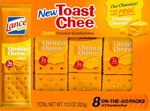 Lance Toasty, ToastChee, Cream Cheese & Chives or Honey Peanut Butter Sandwich Crackers, Six Packages (ToastChee Cheese)