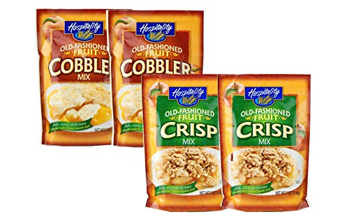 Hospitality Old Fashioned Fruit Cobbler Mix or Old Fashioned Fruit Crisp Mix- Four 7 oz. Packets (Variety 4-Pack)
