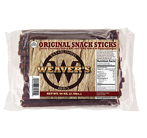 Weavers Smoked Meats Snack Sticks- Established in 1885 (Original, 2.5 LBS.)