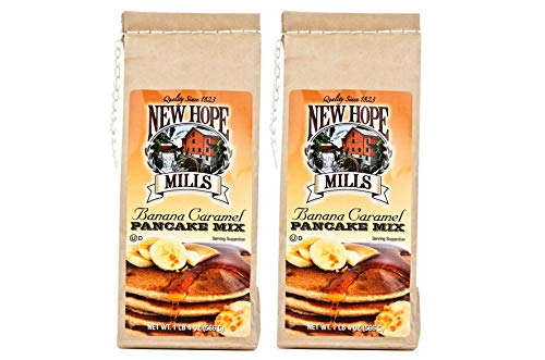 New Hope Mills Banana Caramel or Birthday Cake Pancake Mix- Two 20 oz. Bags (Banana Caramel)