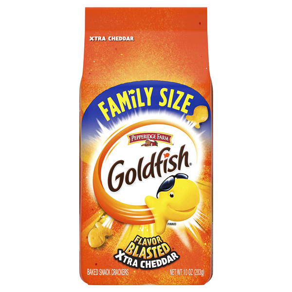 Pepperidge Farm Goldfish Crackers, Blasted Xtra Cheddar Crackers, 3-Pack 10 oz. Family Size Bags