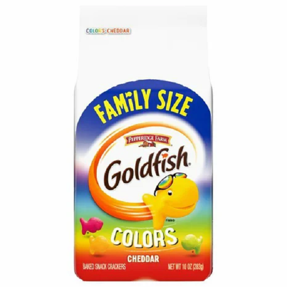 Pepperidge Farm Goldfish Crackers, Colors Cheddar Crackers, 3-Pack 10 oz. Family Size Bags