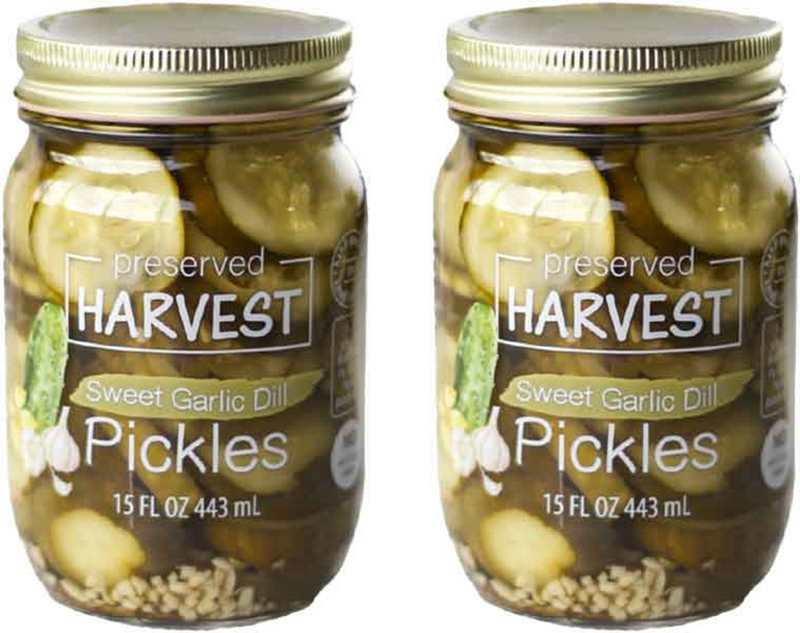 Preserved Harvest Sweet Garlic Dill Pickle Chips, 15 oz. Jars, 2-Pack