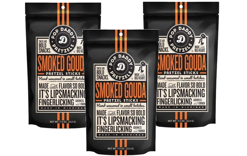 Pop Daddy Smoked Gouda Flavored Gourmet Pretzel Sticks, 3-Pack 7.5 oz. Bags