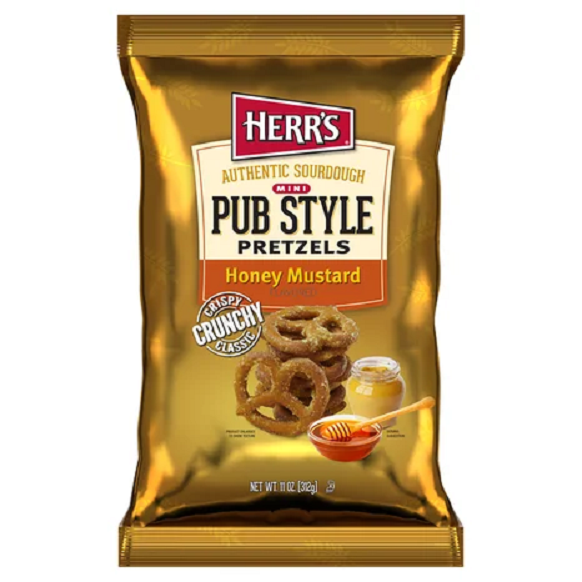 Herr's Pub Style Mini Pretzels, Honey Mustard, 11 oz. Bags