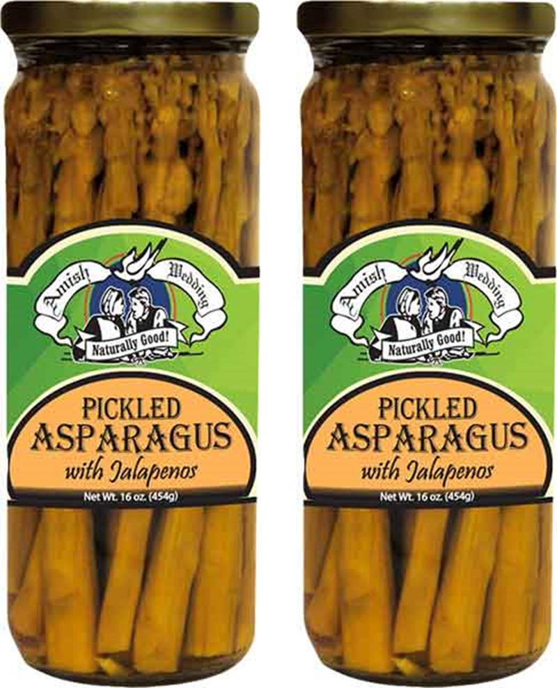 Amish Wedding Naturally Good Pickled Asparagus with Jalapenos, 2-Pack 16 oz. Jars