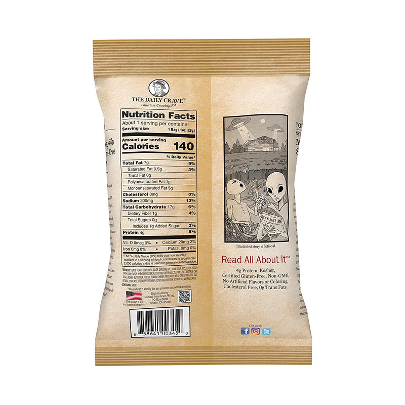 The Daily Crave Aged White Cheddar Lentil Chips, 4g Protein, Gluten-Free, Non-Gmo, 4-Pack 4.25 oz. Bags