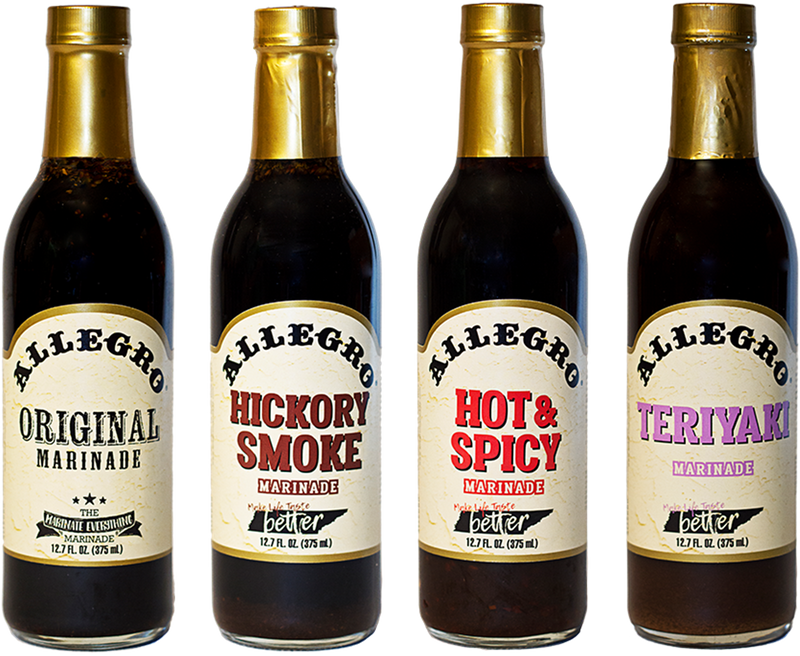 Allegro Original, Hickory Smoke, Teriyaki and Hot & Spicy Marinade, Variety 4-Pack