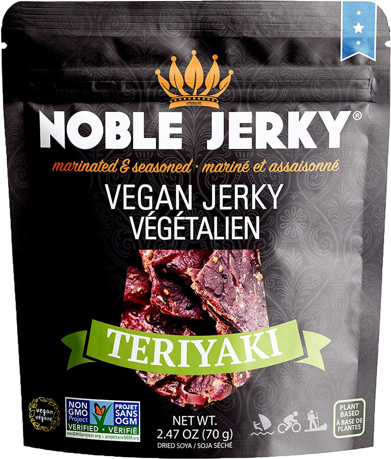 Noble Teriyaki Marinated & Seasoned Vegan Jerky, Non-GMO, 2-Pack 2.47 oz. Packets