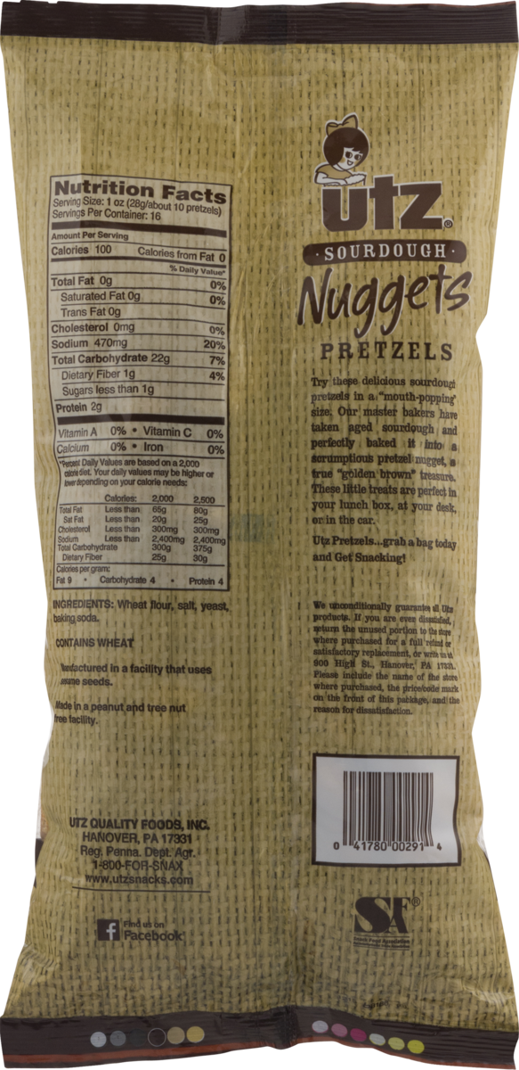 Utz Old Fashioned Sourdough Pretzel Nuggets 16 oz. Bag