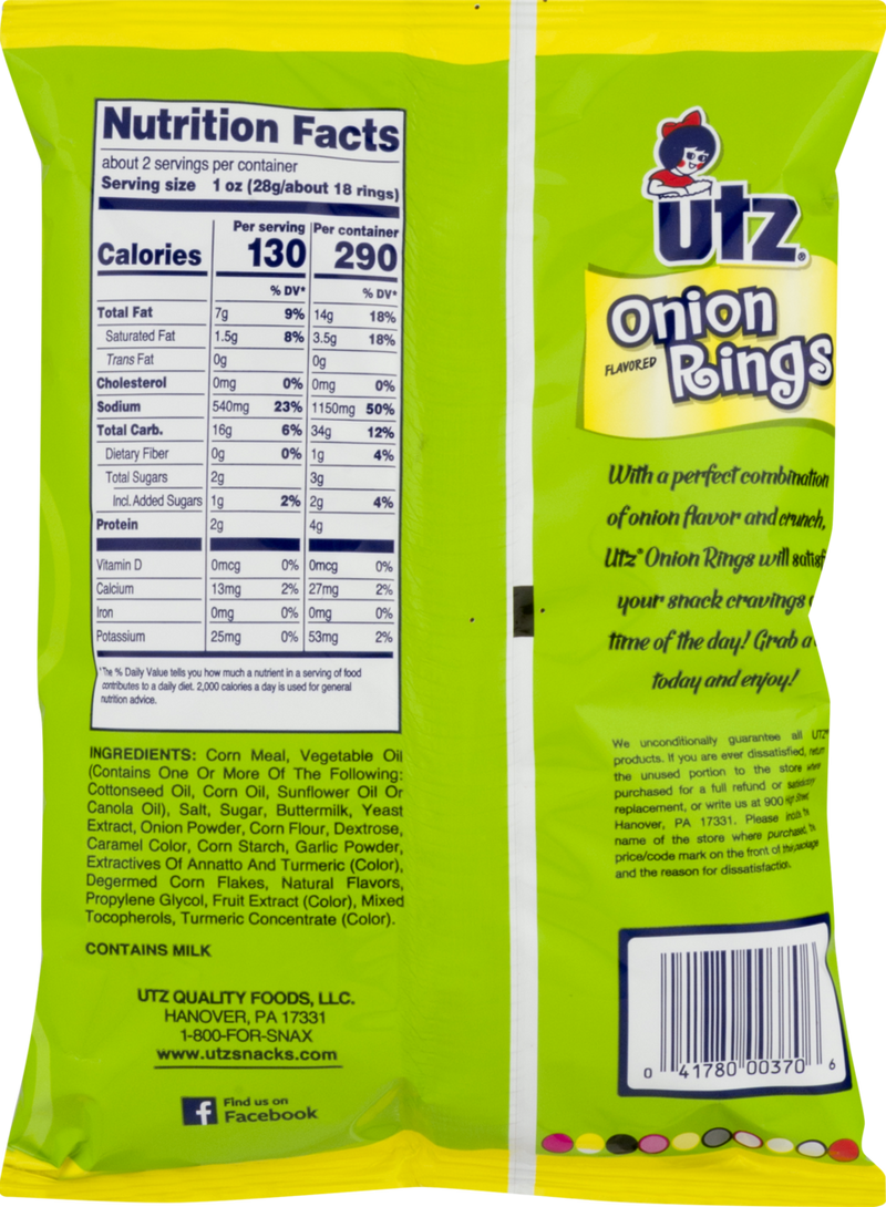 Utz Quality Foods Original Onion Rings, 6-Pack 2.125 oz. Bags