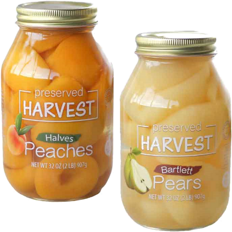 Preserved Harvest Peach Halves & Bartlett Pear Halves, Variety 2-Pack