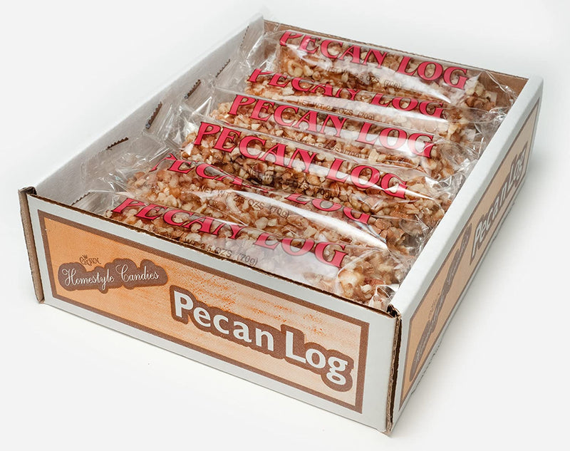 Crown Candy Pecan Logs - 12 Individually Wrapped 2.5 oz Logs Per Carton