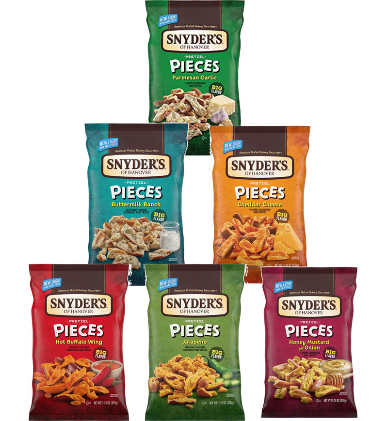 Snyder's of Hanover Flavored Pretzel Pieces, Variety 6-Pack 11.25 oz. Bags