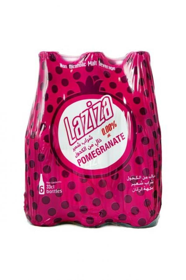 Laziza Pomegranate Flavored Non Alcoholic Malt Beverage, Product of Lebanon, 8.45 fl. oz. (330ml) Bottles