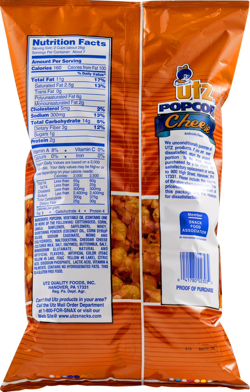 Utz Quality Foods Cheese Popcorn, 6-Pack 6.5 oz. Bags