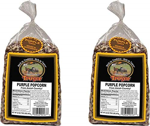 Troyer Whole Kernel Unpopped Popcorn, Non-GMO, 2-Pack 32 oz. Bags (Purple)