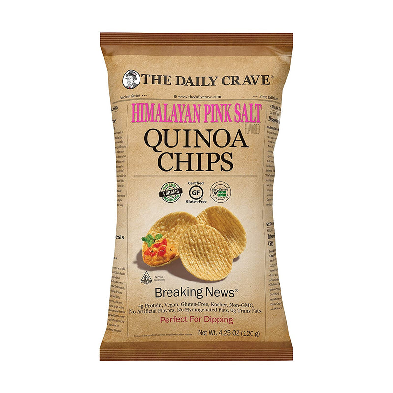 The Daily Crave Himalayan Pink Salt  Quinoa Chips, 4g Protein, 2g Fiber, Gluten-Free, Non-Gmo, 4-Pack 4.25 oz. Bags