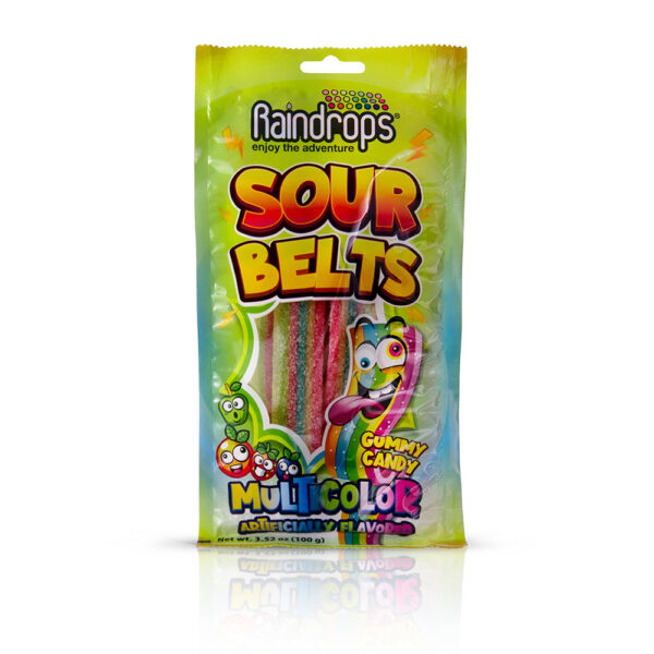 Raindrops Gummy Candy Sour Belts, Sour and Delicious, 6-Pack