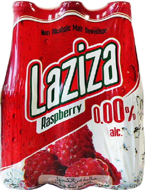Laziza Raspberry Flavored Non Alcoholic Malt Beverage, Product of Lebanon, 8.45 fl. oz. (330ml) Bottles