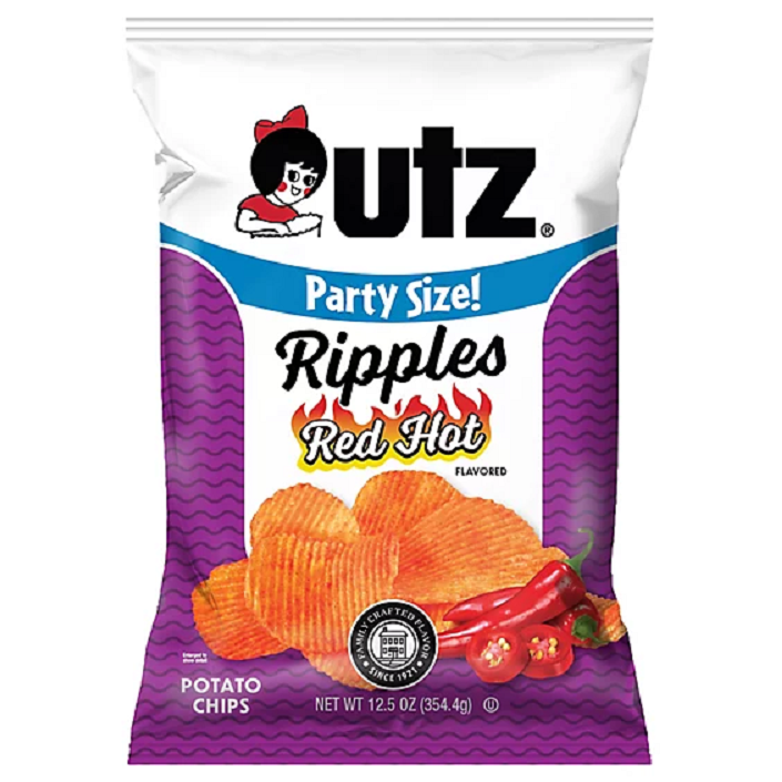 Utz Quality Foods Red Hot Ripples Potato Chips, Party Size Bags