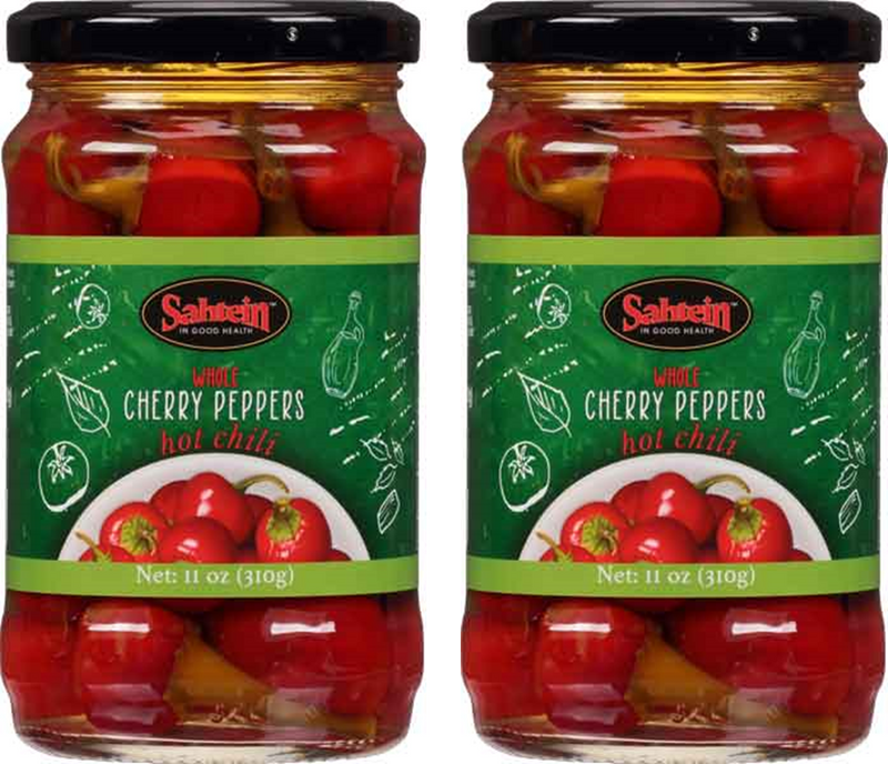 Sahtein Whole Cherry Peppers, Hot Chili Product of Turkey, 2-Pack 11 oz. Jars
