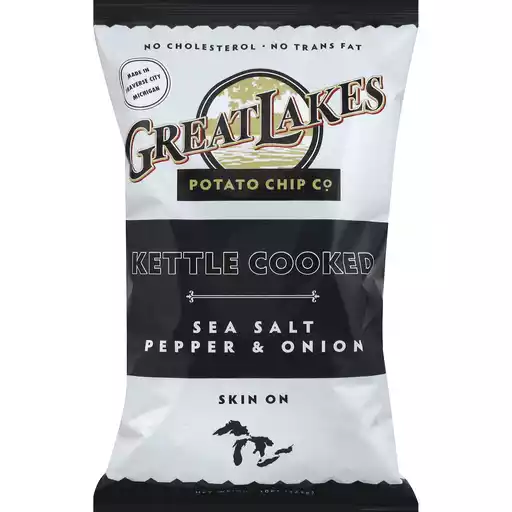 Great Lakes Salt, Pepper & Onion Kettle Cooked Potato Chips, 8 oz. Bags , 3-Pack