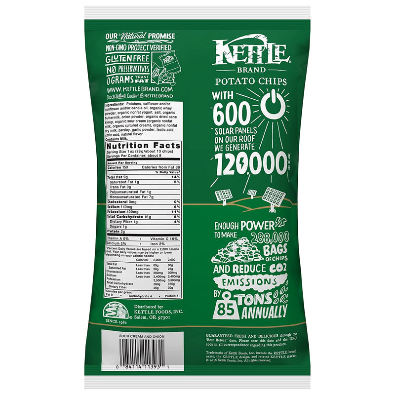 Kettle Brand Chips Sour Cream & Onion Kettle Potato Chips, 3-Pack 7.5 oz. Bags