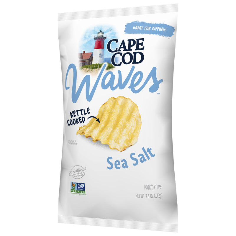 Cape Cod Waves Kettle Cooked Sea Salt Potato Chips, All Natural, 4-Pack 7.5 oz. Bags