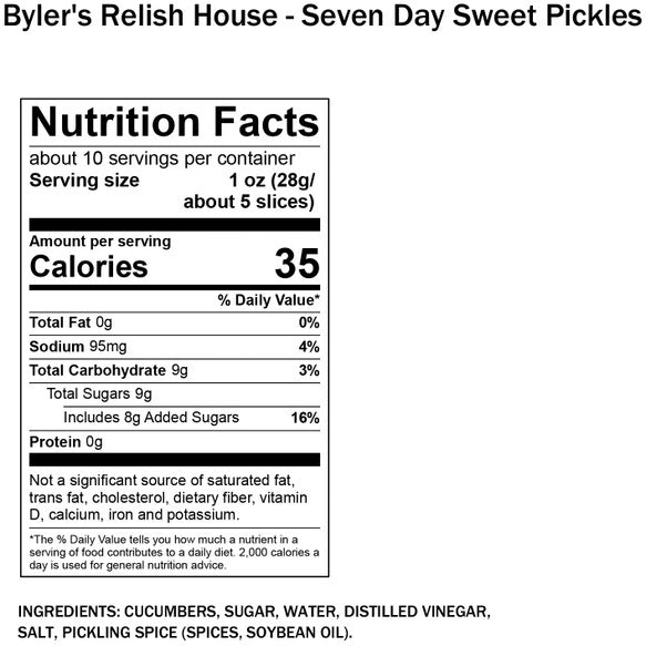 Byler's Relish House Seven Day Sweet Pickles, 2-Pack 16 fl. oz. Jars
