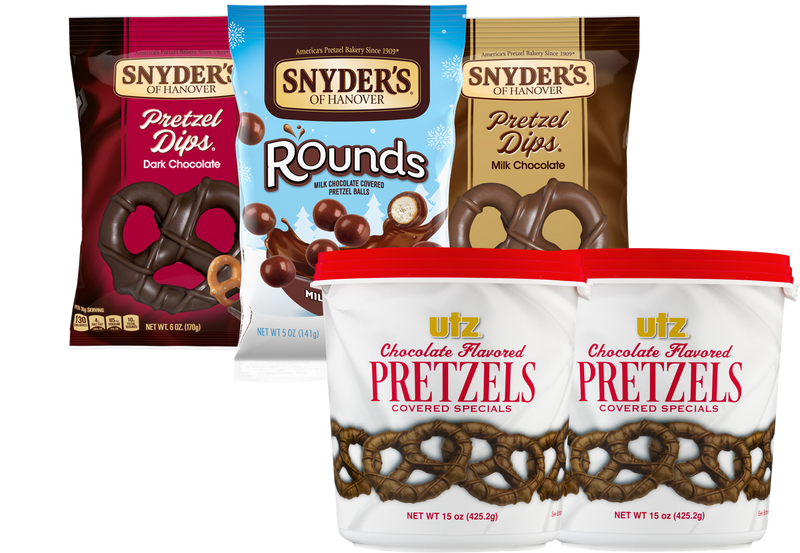 Snyder's of Hanover Chocolate Pretzel Dips, Chocolate Pretzel Rounds & Utz Chocolate Covered Pretzels Variety 5-Pack