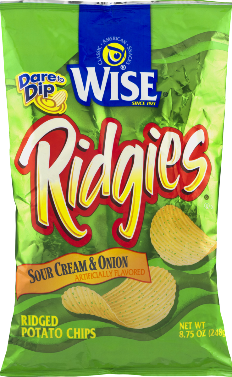 Wise Ridgies Sour Cream & Onion Ridged Potato Chips, 4-Pack 7.5 oz. Bags