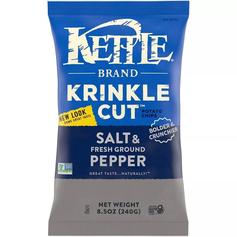 Kettle Brand Chips Kettle Brand Krinkle Cut Salt & Fresh Ground Pepper Potato Chips, 4-Pack 7.5 oz Bags