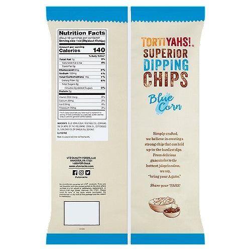 Tortiyahs! Superior Dipping Chips Blue Corn, Stone Ground Corn with Sea Salt, 10 oz. Bags