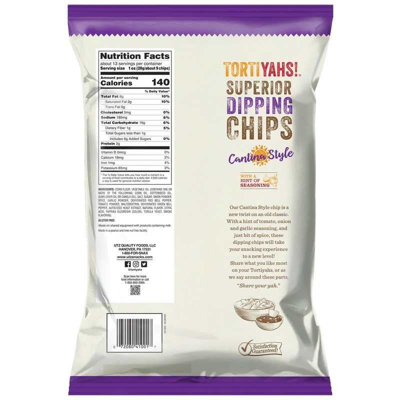 Tortiyahs! Superior Dipping Chips Cantina Style, Stone Ground Corn, 12.5 oz. Bags