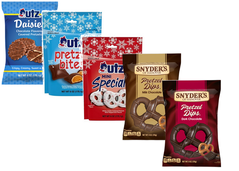 Snyder's of Hanover Chocolate Pretzel Dips & Utz Chocolate Daisies, Bites & Creme Minis, Variety 5-Pack