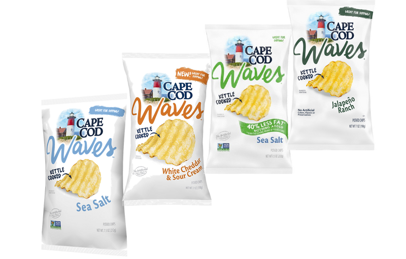 Cape Cod Waves Kettle Cooked Potato Chip Variety 4-Pack Sharing Size Bags