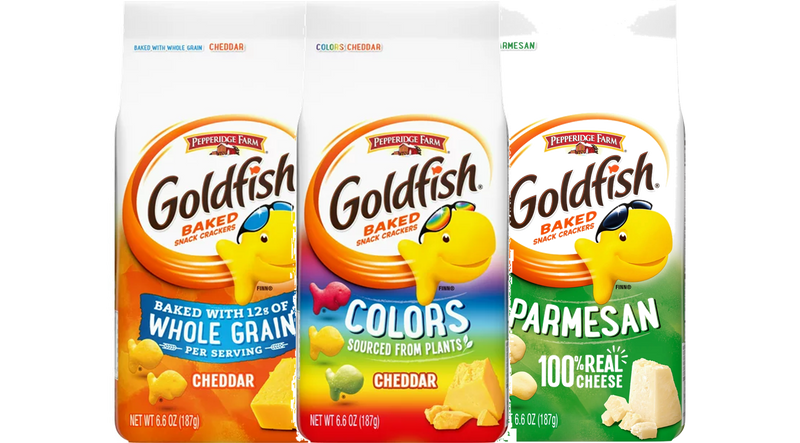 Pepperidge Farm Goldfish Crackers, Colors, Whole Grain, Parmesan Variety 3-Pack 6.6 oz. Bag