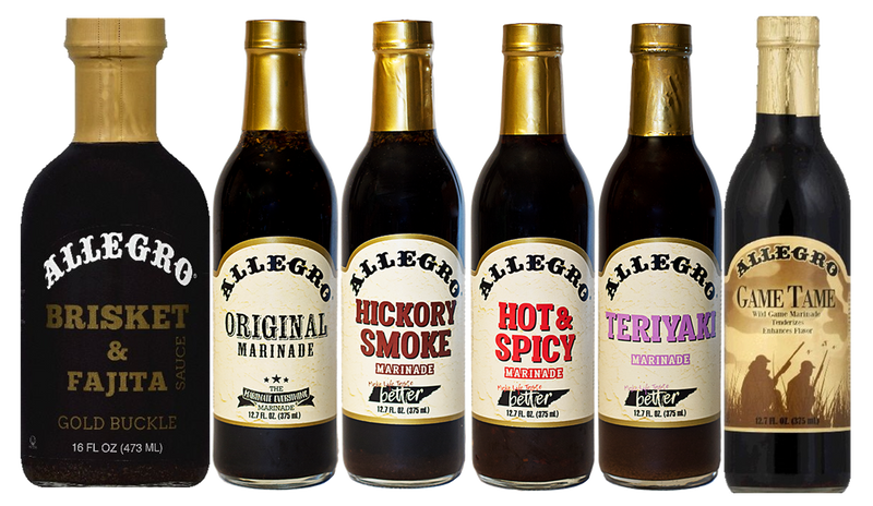 Allegro Brisket, Wild Game, Original, Hickory Smoke, Teriyaki and Hot & Spicy Marinade, Variety 6-Pack