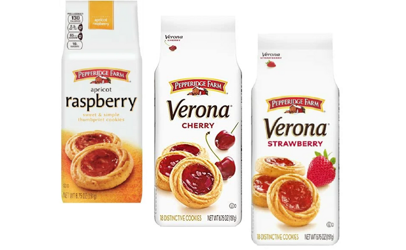Pepperidge Farm Verona Cherry, Strawberry & Raspberry Thumbprint Cookies, Variety 3-Pack 6.75 oz. Bag