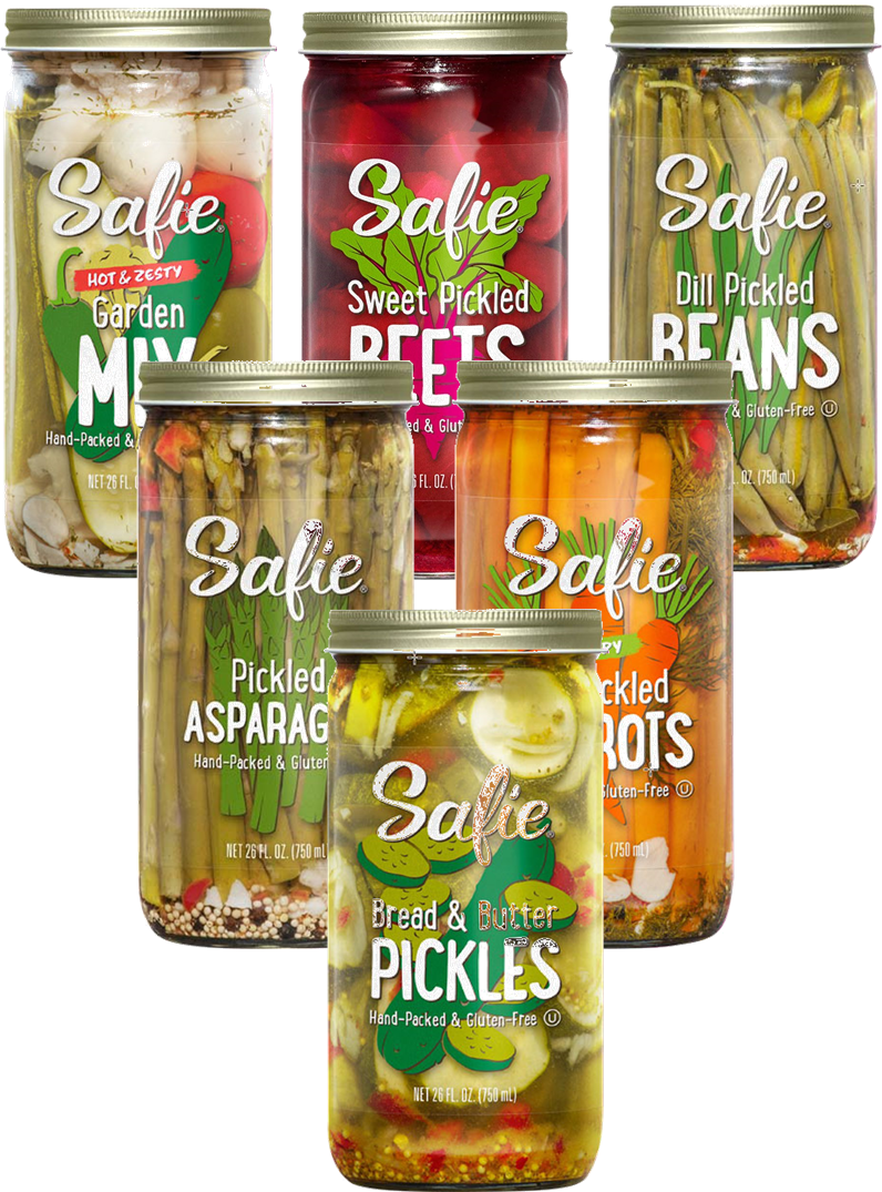 Safie Foods Asparagus, Beans, Beets, Carrots and Pickles, Variety 6-Pack 26 oz. Jars